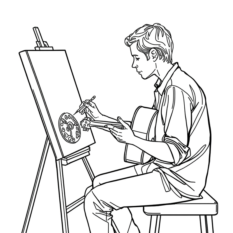 Artist 2 - free printable coloring page
