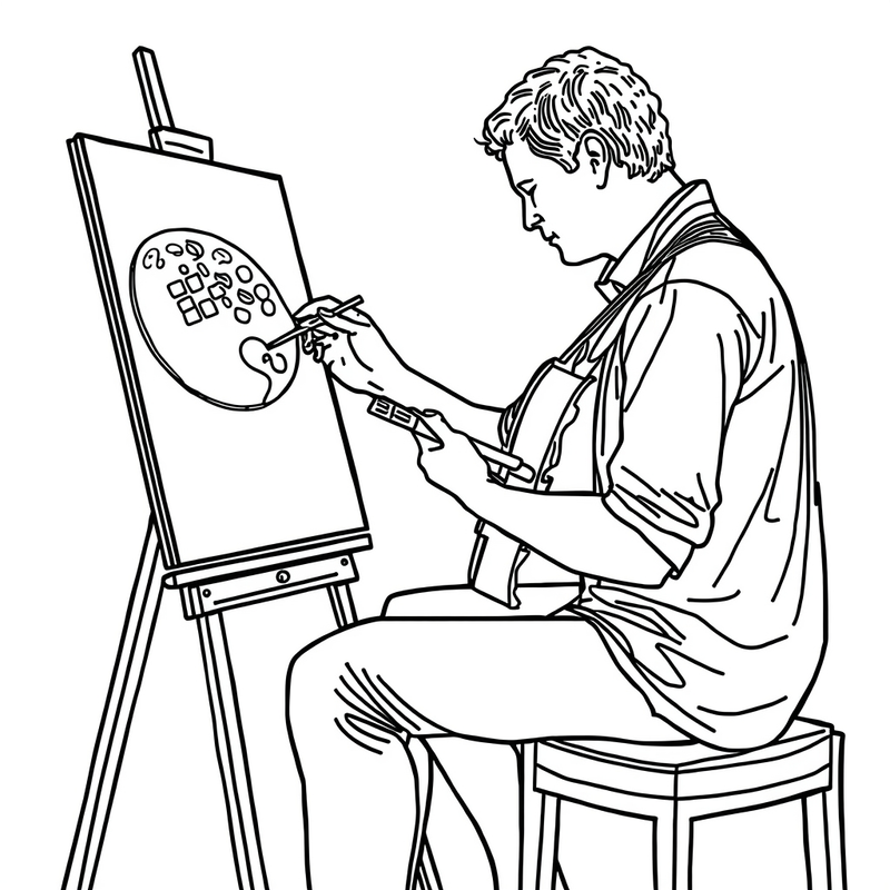 Artist 3 - free printable coloring page