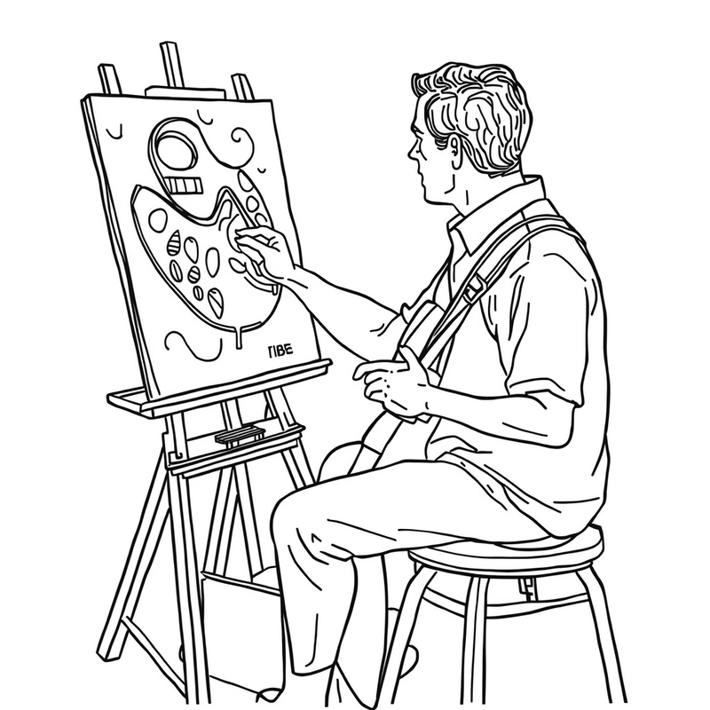 Artist 4 - free printable coloring page
