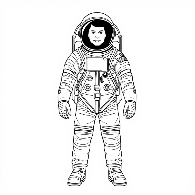 Astronaut 7 - free printable coloring page