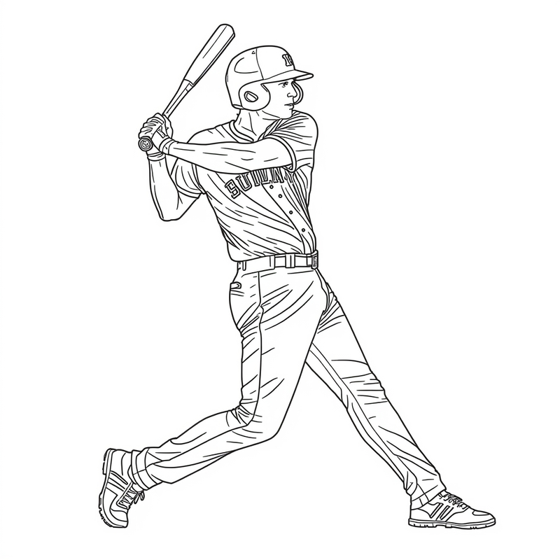 Baseball Player 2 - free printable coloring page