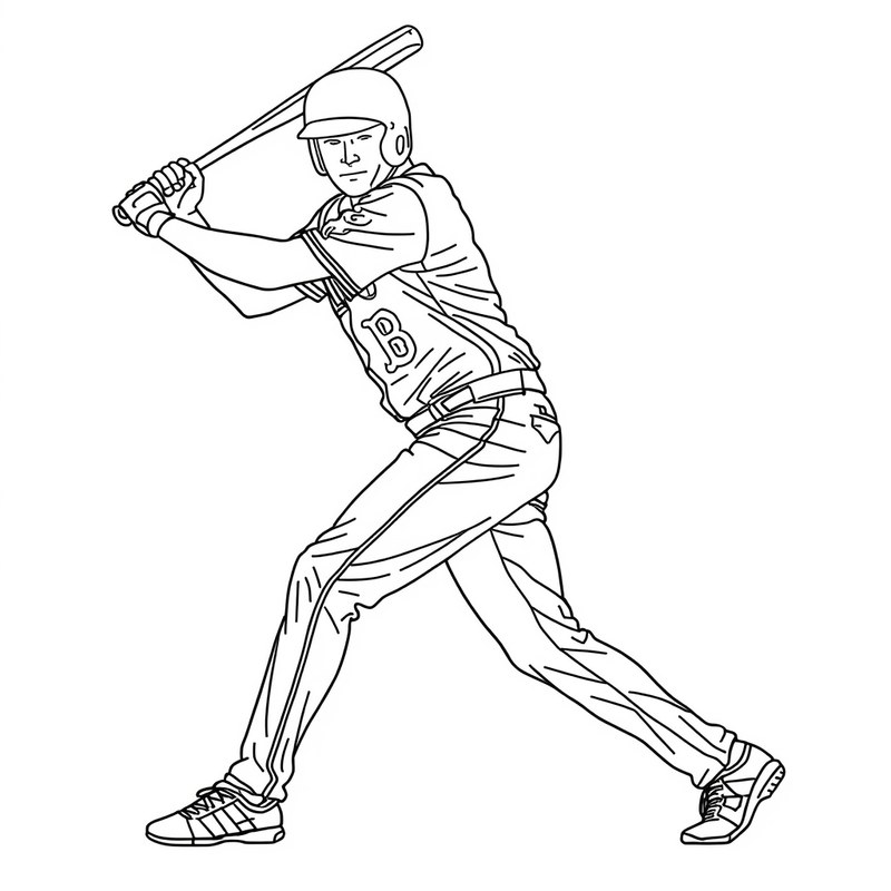 Baseball Player 4 - free printable coloring page