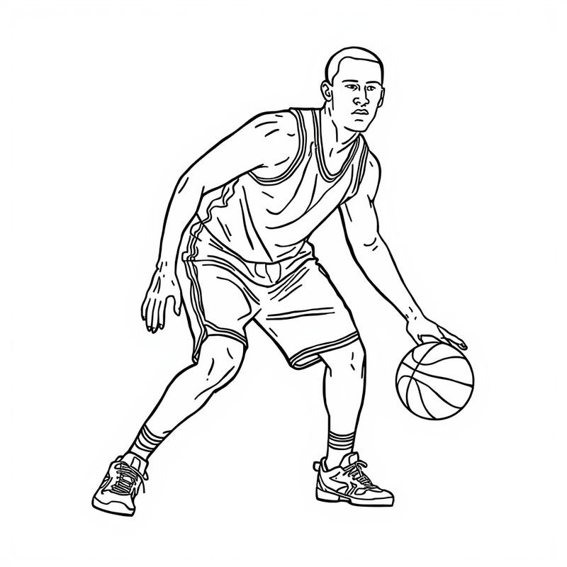 Basketball Player 2 - free printable coloring page