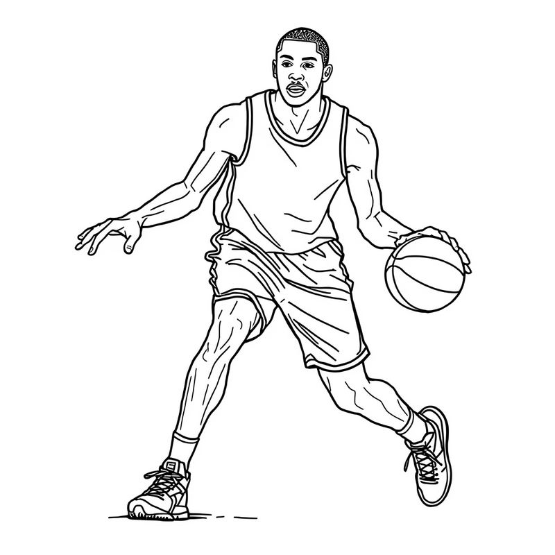 Basketball Player 3 - free printable coloring page