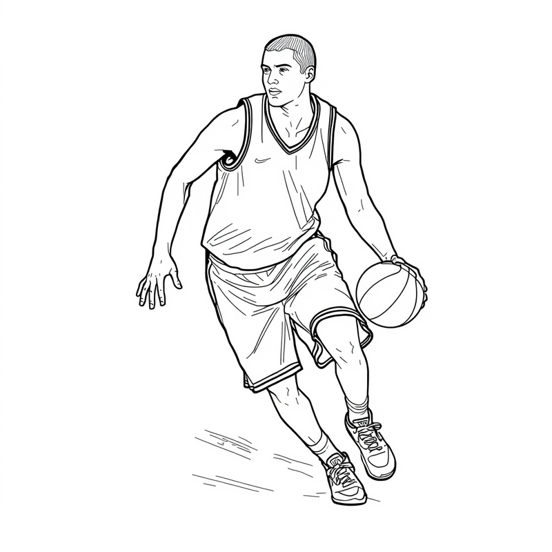 Basketball Player 4 - free printable coloring page