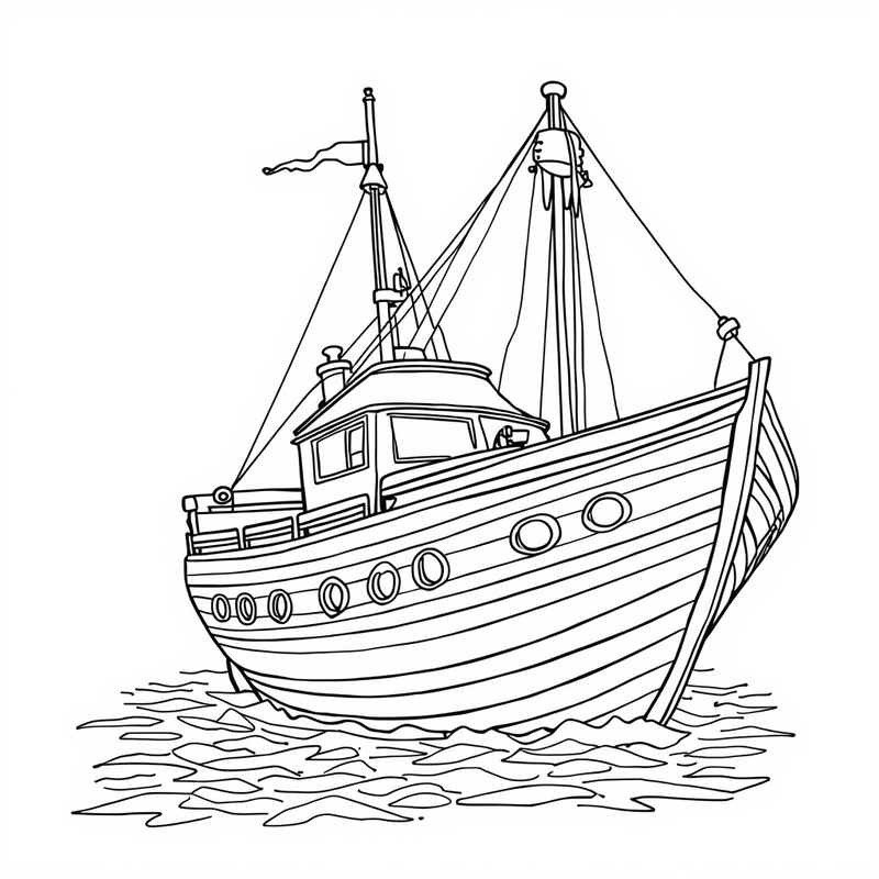 Boat 1 - free printable coloring page
