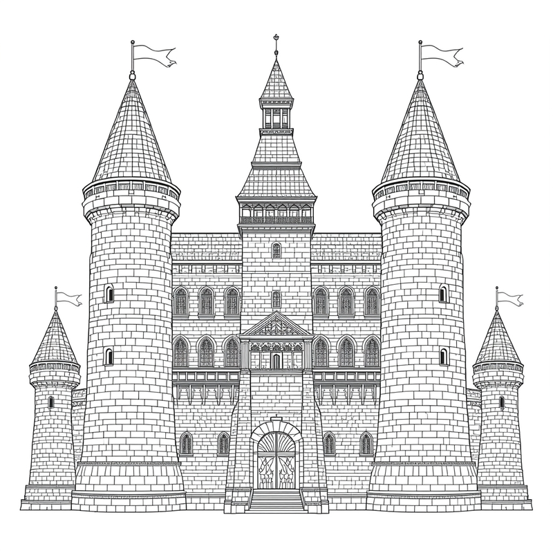 Castle 3 - free printable coloring page