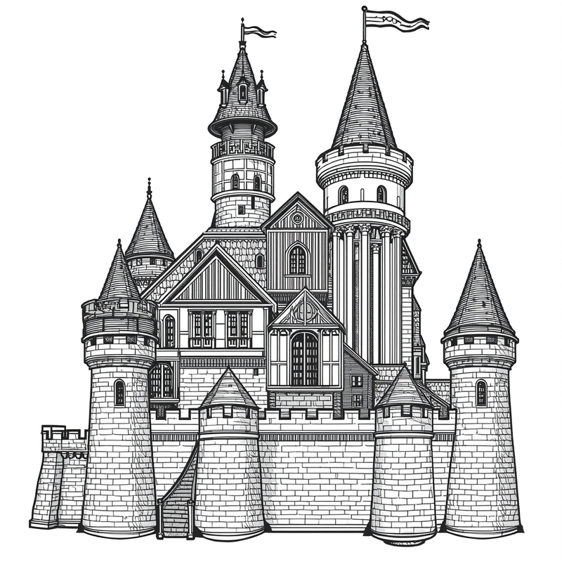 Castle 1 - free printable coloring page