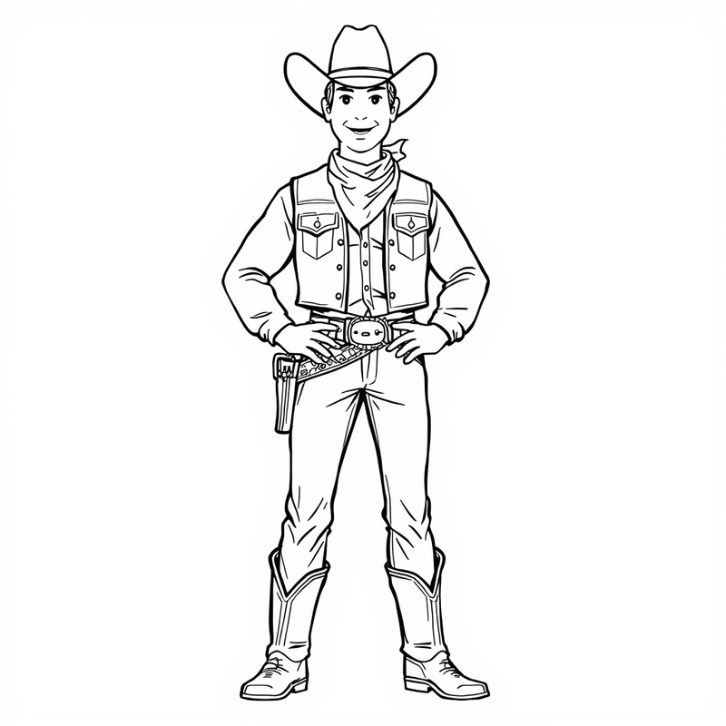 Cowboy 2 - free printable coloring page