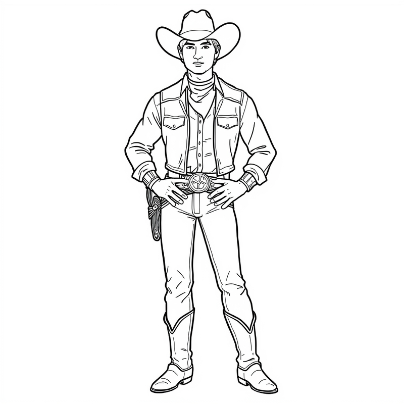 Cowboy 3 - free printable coloring page