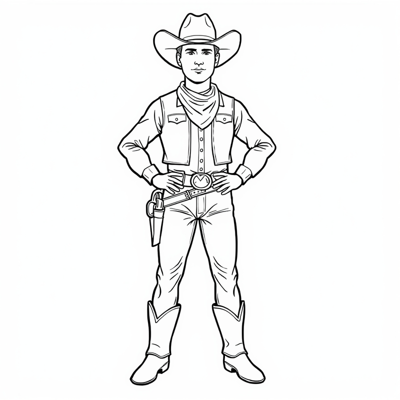 Cowboy 4 - free printable coloring page