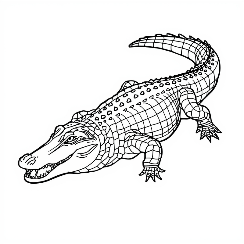 Crocodile 3 - free printable coloring page