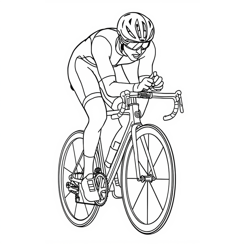 Cyclist 2 - free printable coloring page