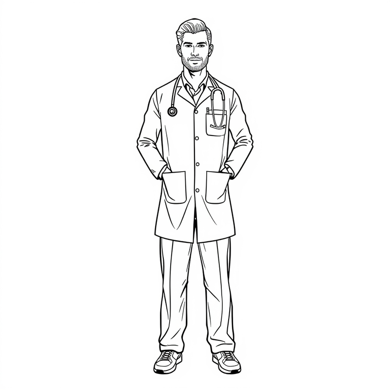 Doctor 3 - free printable coloring page