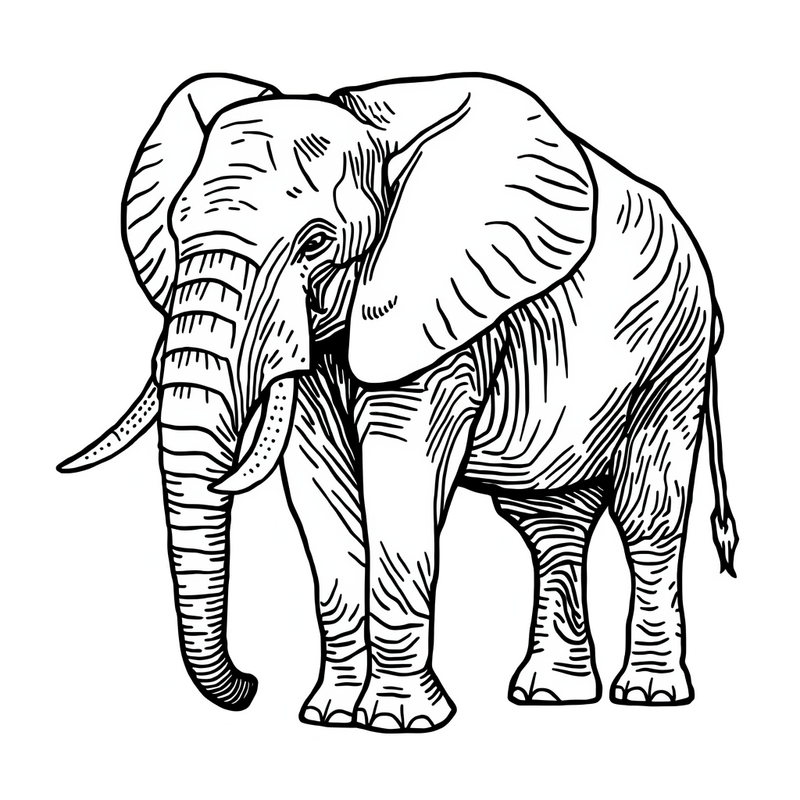 Elephant 2 - free printable coloring page