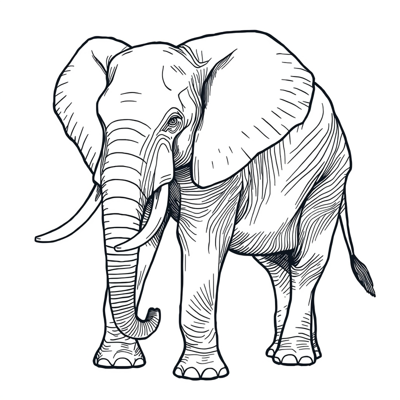 Elephant 3 - free printable coloring page