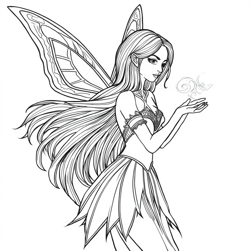 Fairy 3 - free printable coloring page