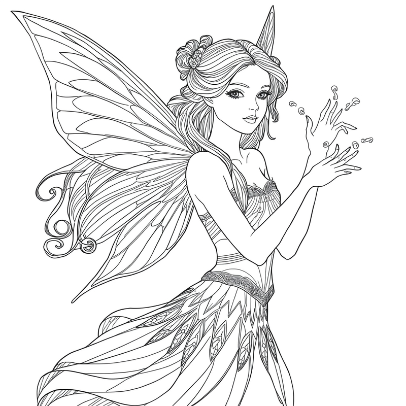Fairy 1 - free printable coloring page