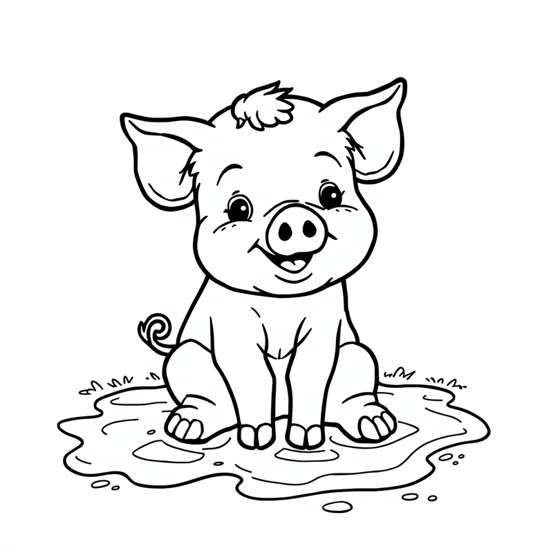 Pig 3 - free printable coloring page
