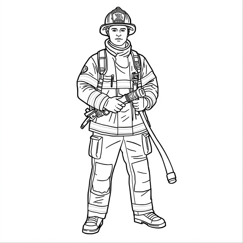 Firefighter 3 - free printable coloring page