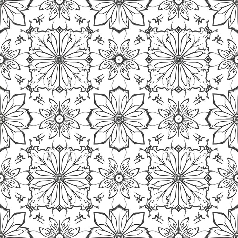 Floral Pattern 1 - free printable coloring page
