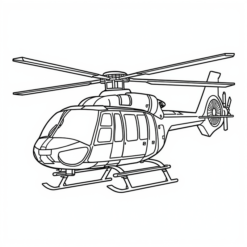 Helicopter 3 - free printable coloring page
