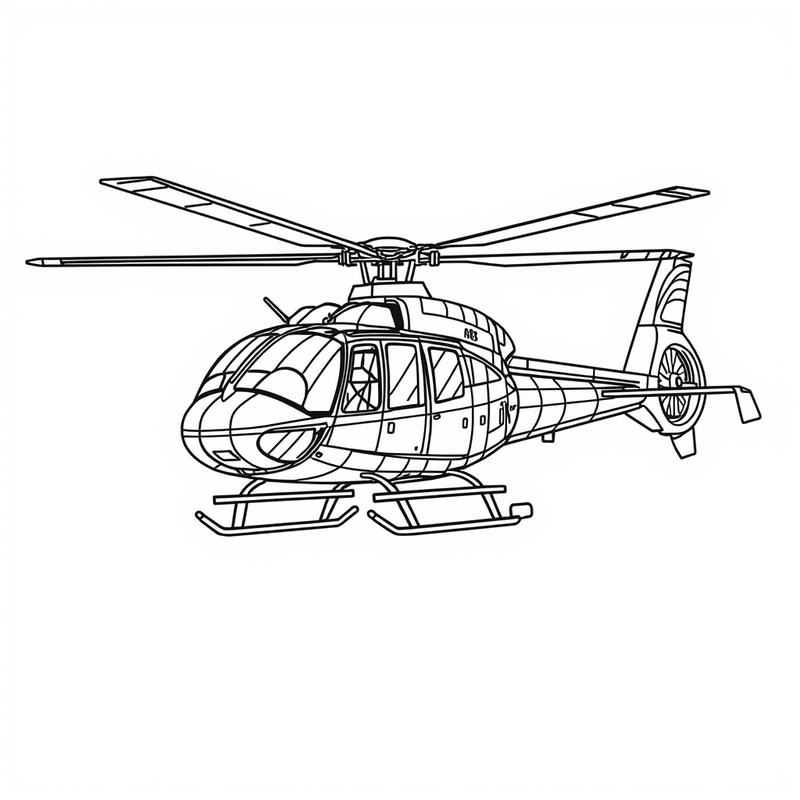 Helicopter 4 - free printable coloring page