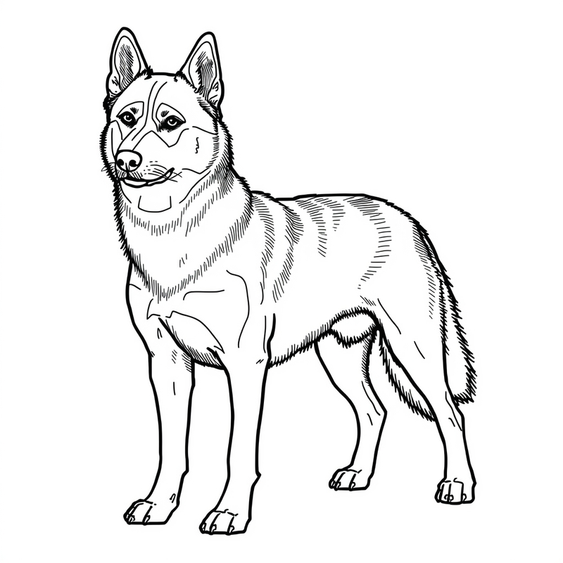 Husky 4 - free printable coloring page