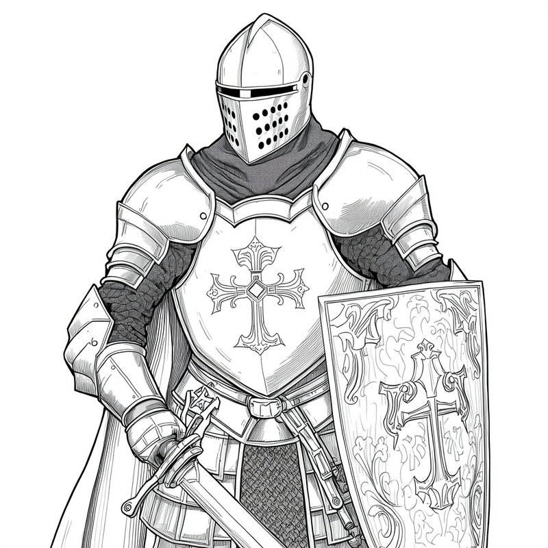 Knight 2 - free printable coloring page