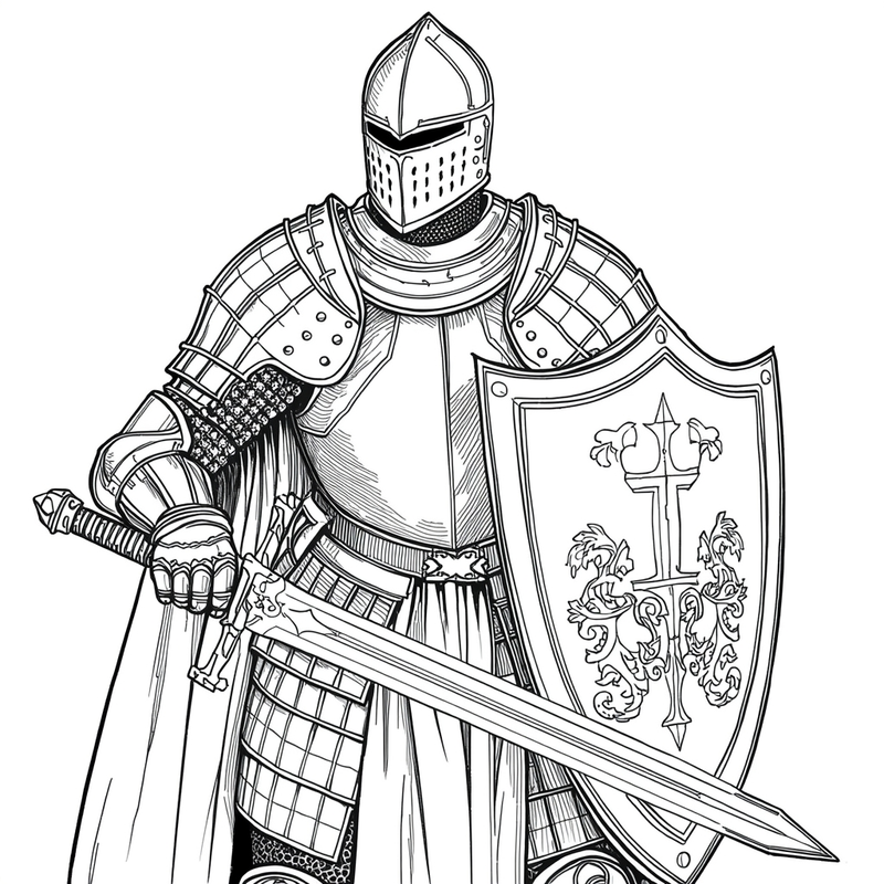 Knight 1 - free printable coloring page