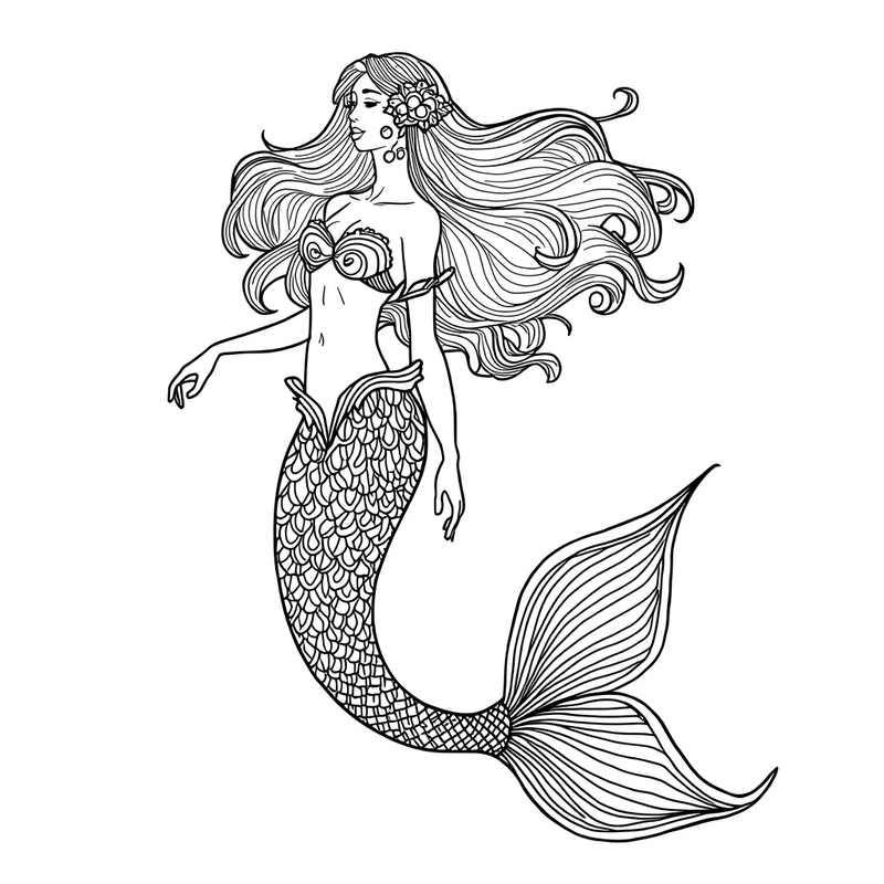 Mermaids coloring pages