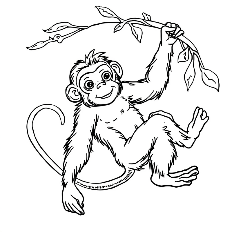 Monkey 2 - free printable coloring page