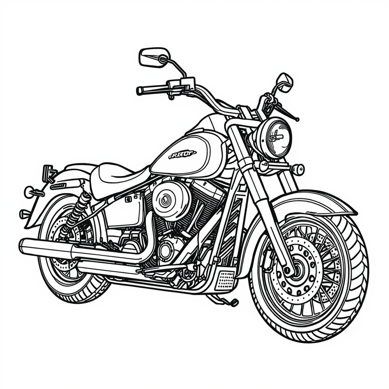 Motorcycle 2 - free printable coloring page