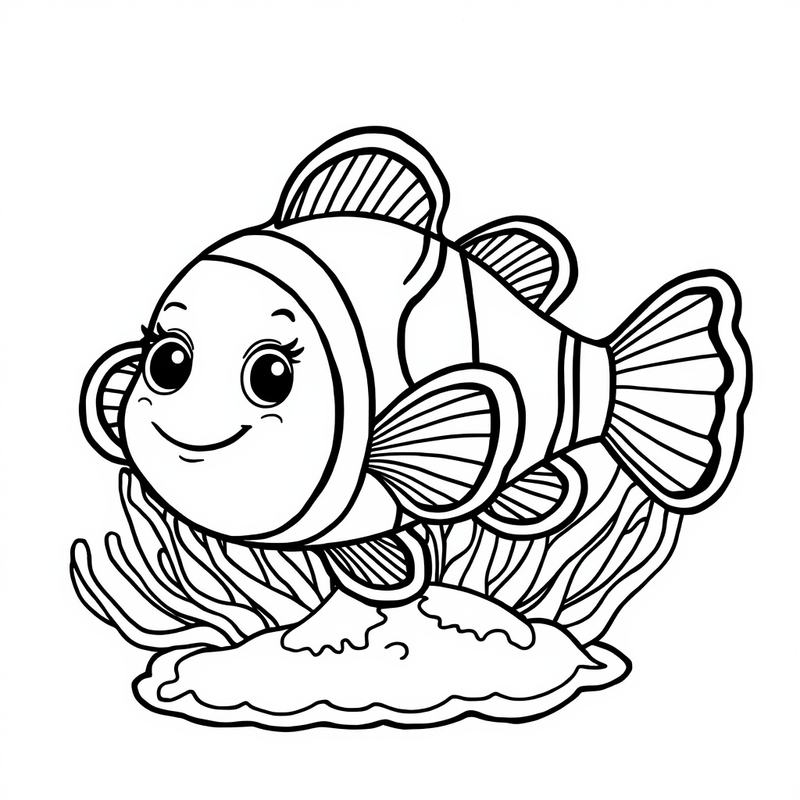 Clown fish 3 - free printable coloring page