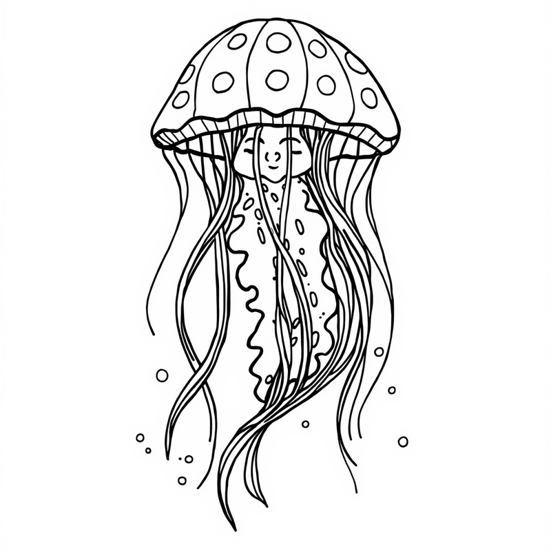Jellyfish 1 - free printable coloring page