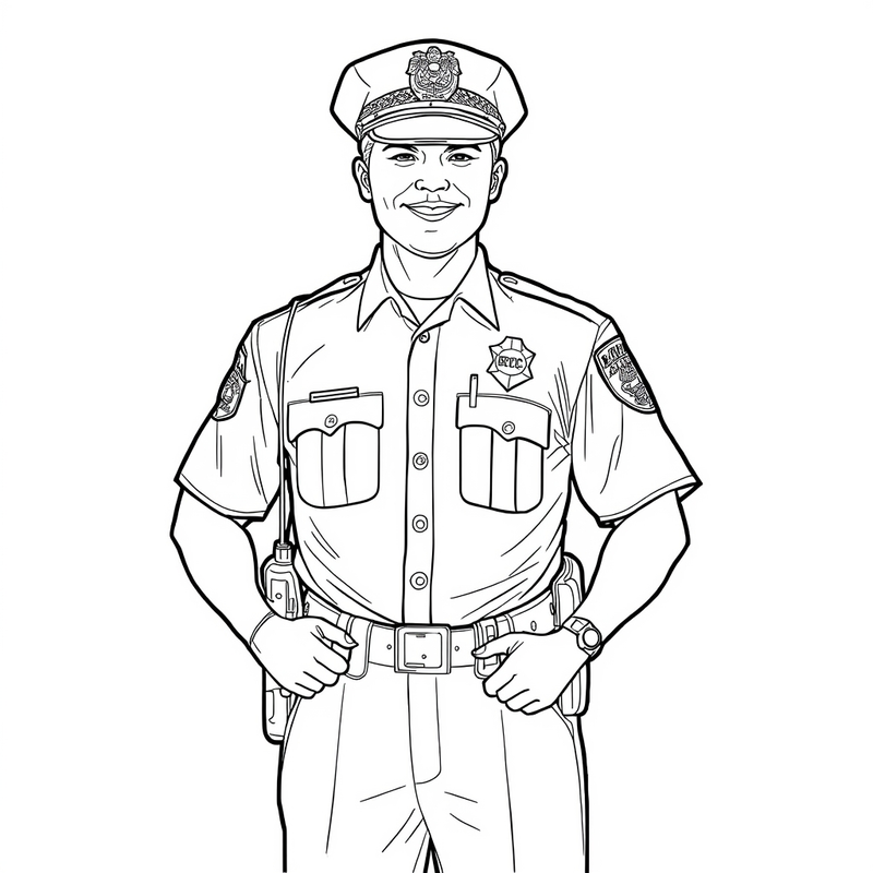 Policeman 2 - free printable coloring page