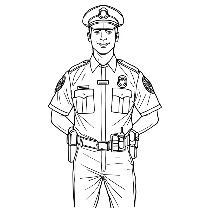 Policeman 3 - free printable coloring page