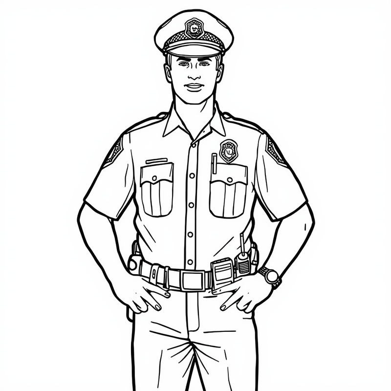 Policeman 4 - free printable coloring page