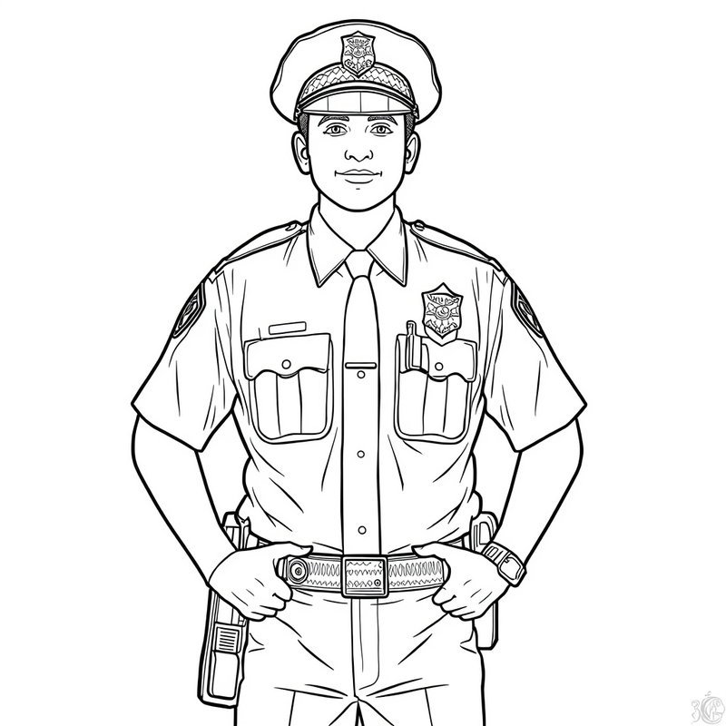 Policeman 1 - free printable coloring page