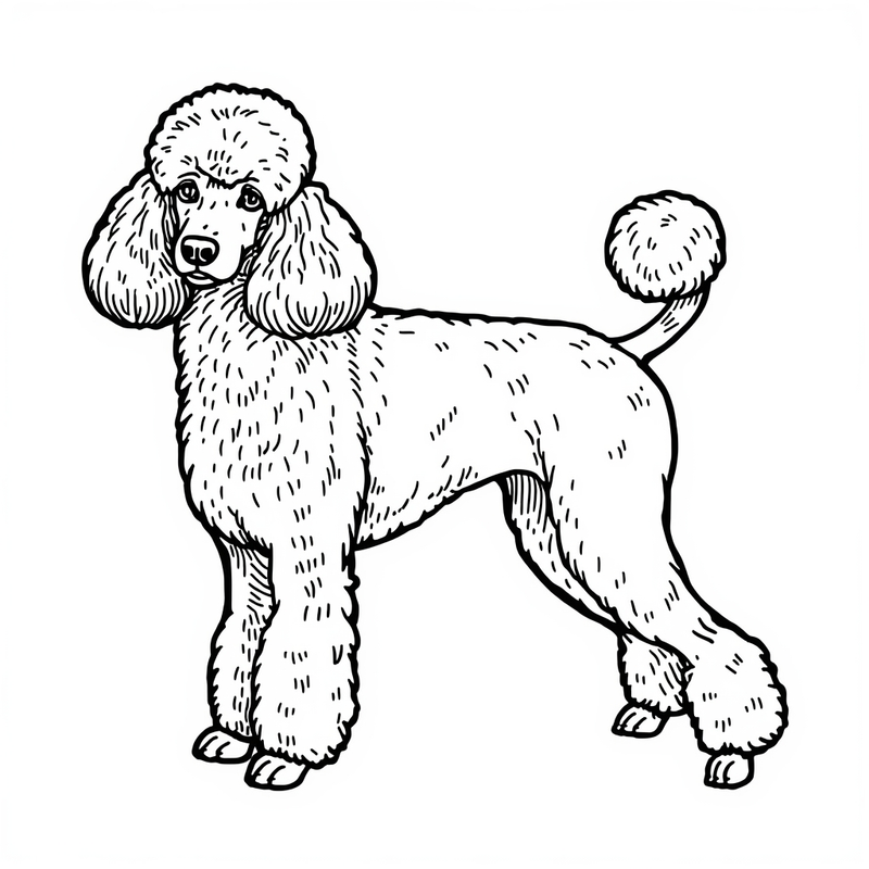 Poodle 2 - free printable coloring page