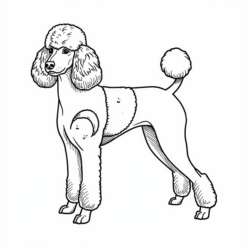 Poodle 3 - free printable coloring page