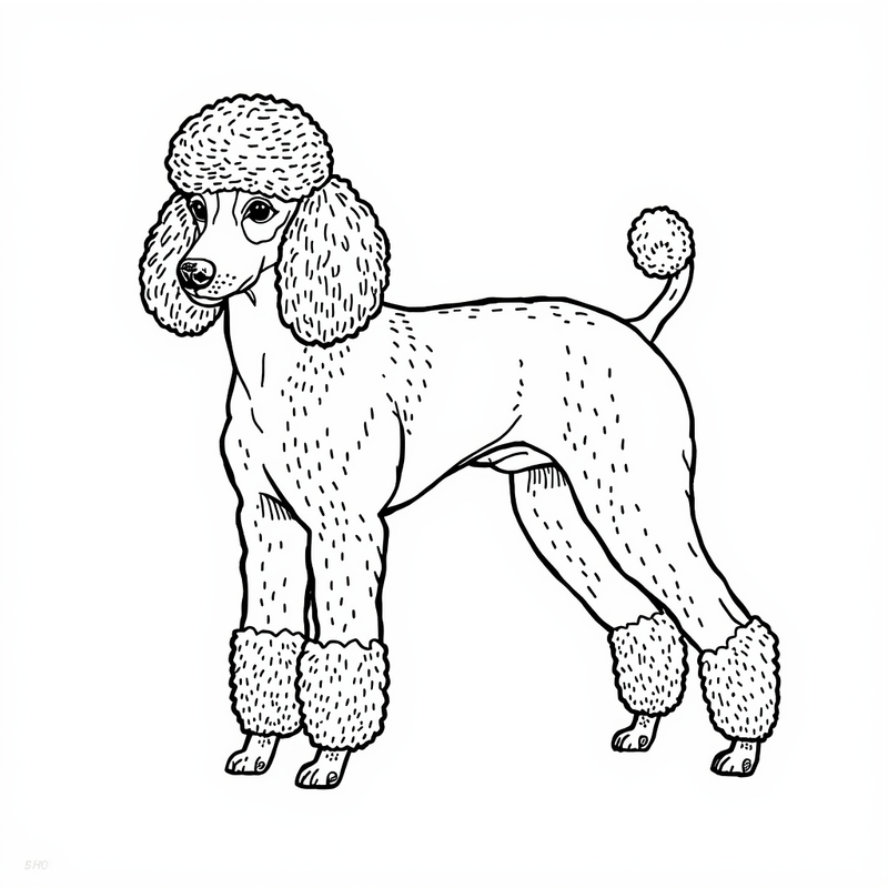 Poodle 4 - free printable coloring page