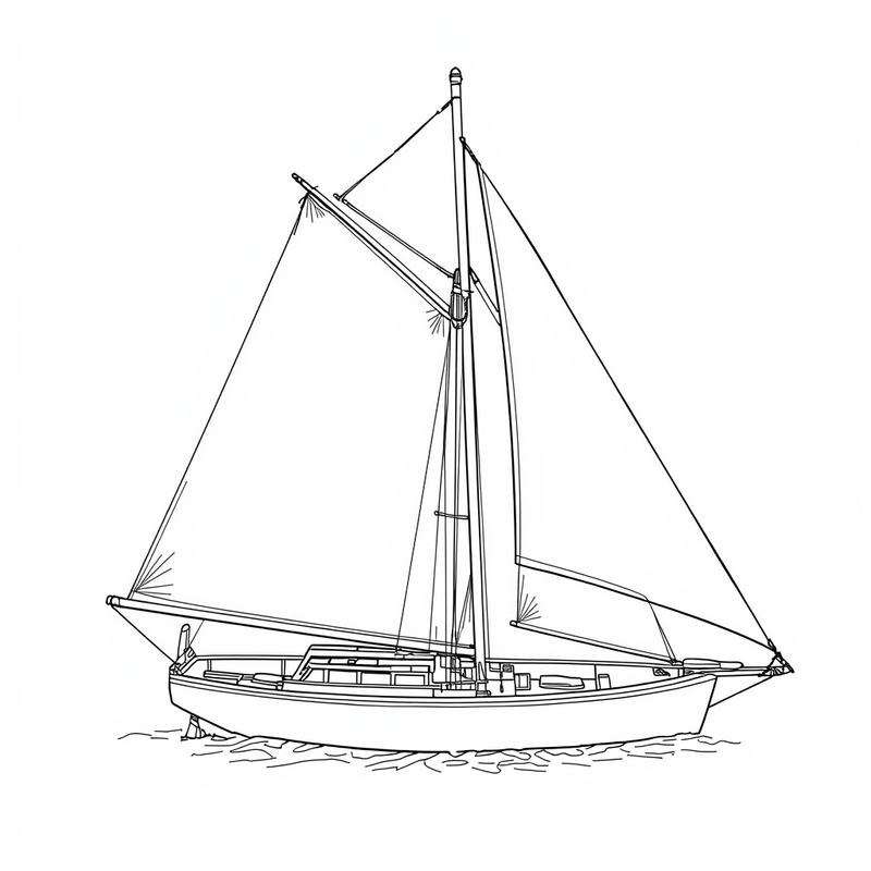Sailboat 2 - free printable coloring page