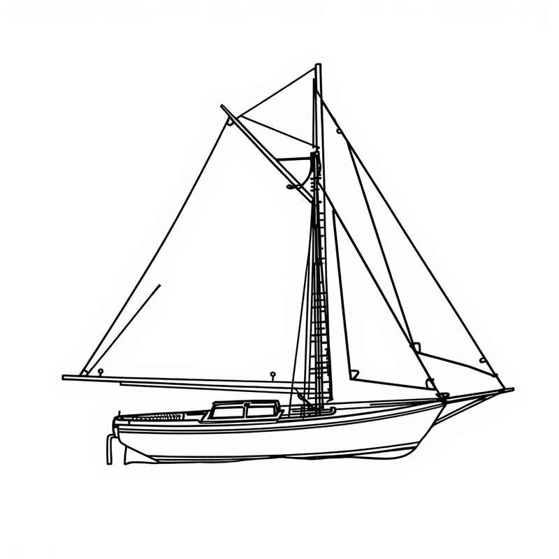 Sailboat 3 - free printable coloring page