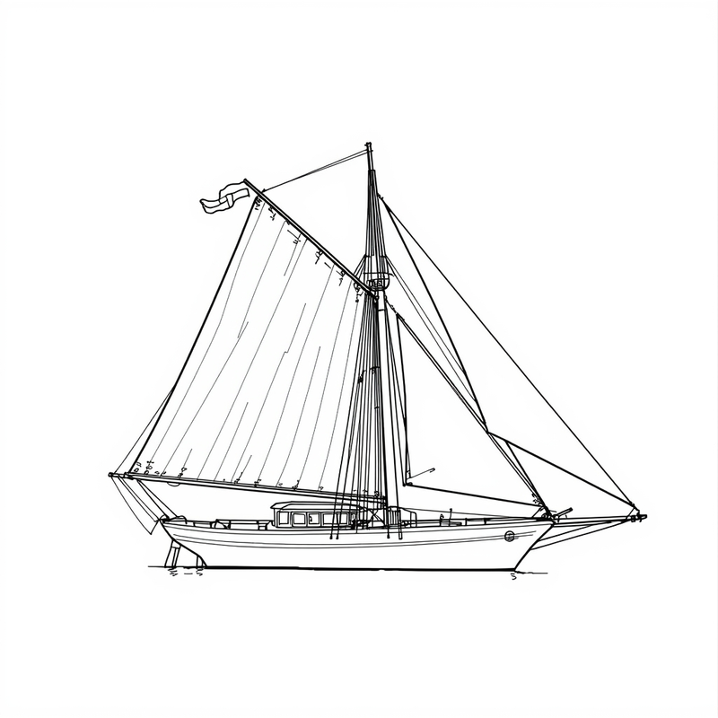 Sailboat 4 - free printable coloring page