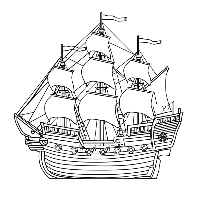 Sailboat 5 - free printable coloring page