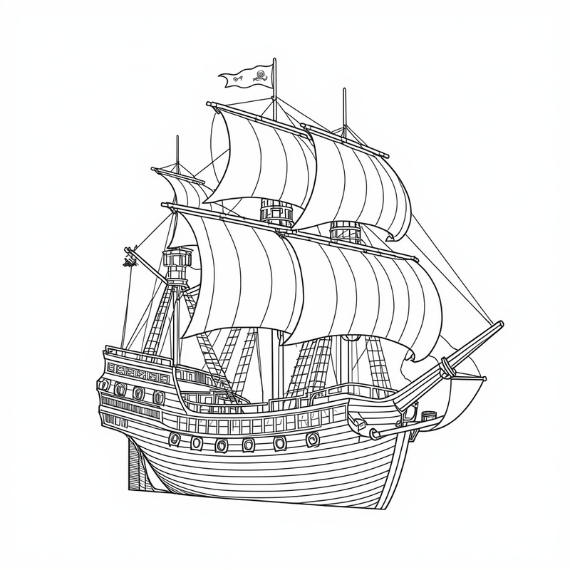 Sailboat 7 - free printable coloring page