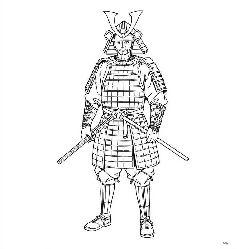 Samurai 4 - free printable coloring page