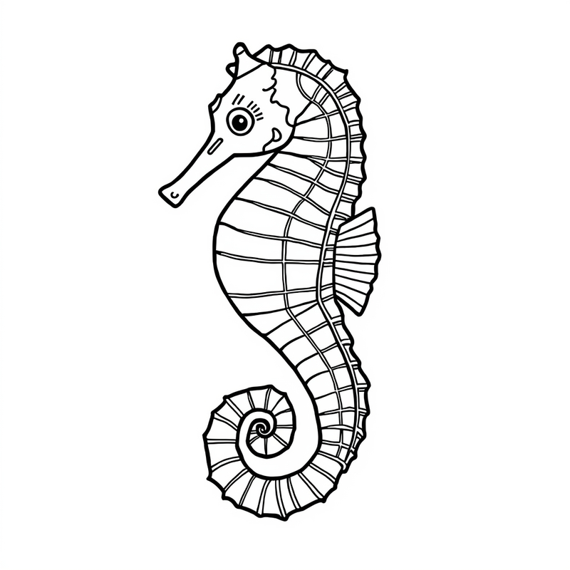 Seahorse 3 - free printable coloring page