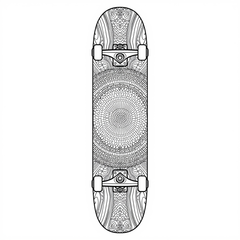 Skateboard 1 - free printable coloring page